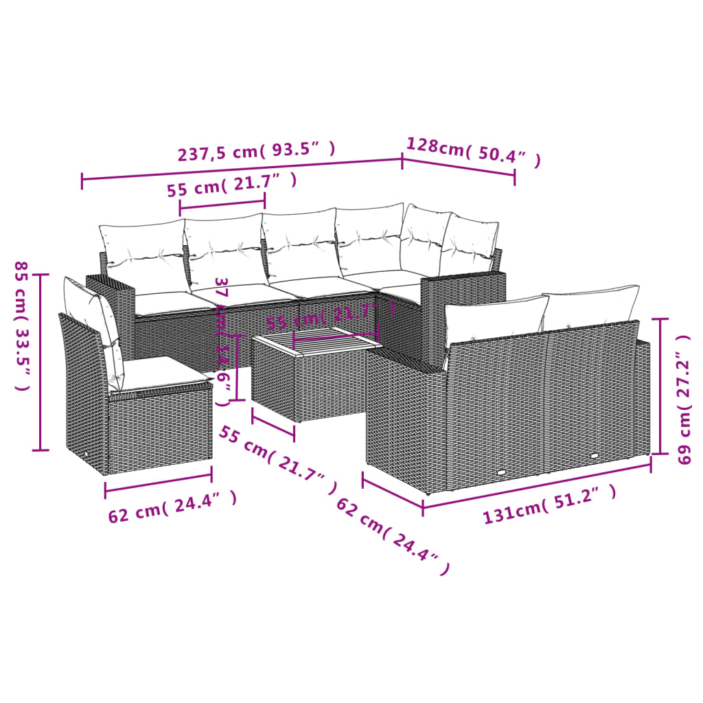 Patio Sofa Set Grey and Dark Grey | homemem39