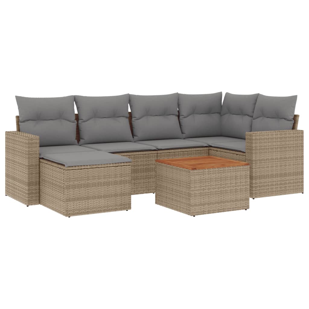 Set Divano da Giardino 7 pz con Cuscini Beige Misto Polyrattan - homemem39