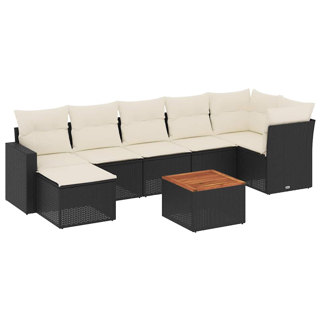 Set Divani da Giardino con Cuscini 8 pz Nero in Polyrattan
