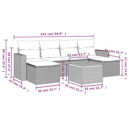 Set Divani da Giardino con Cuscini 7pz Nero Polyrattan | homemem39