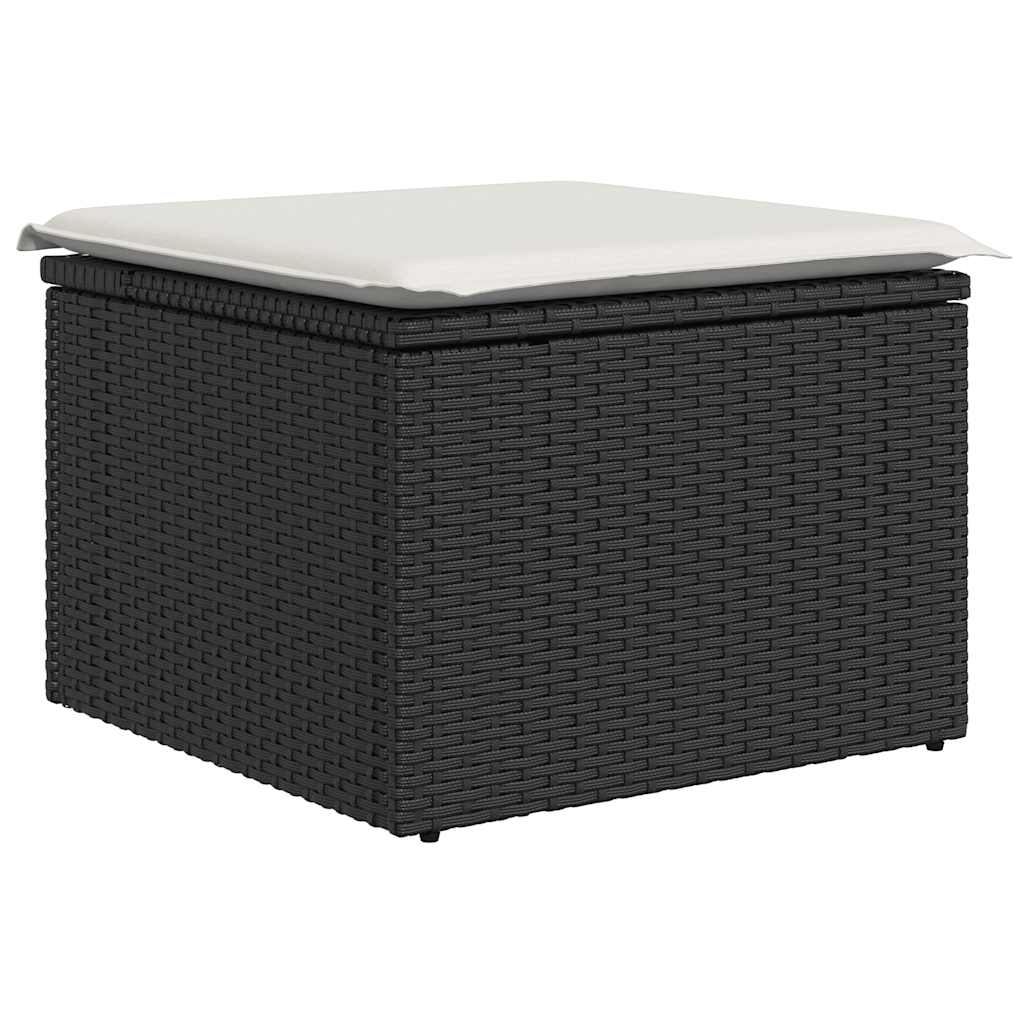 Set Divani da Giardino 9 pz con Cuscini Nero in Polyrattan
