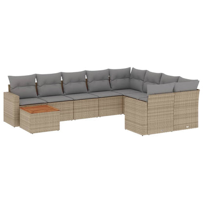 Set Divano da Giardino 10 pz con Cuscini Beige Misto Polyrattan - homemem39