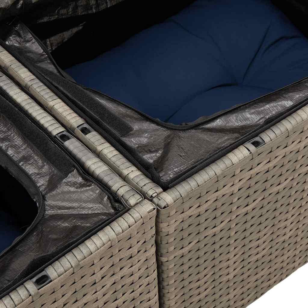 Set Divani da Giardino 11 pz con Cuscini in Polyrattan Grigio - homemem39