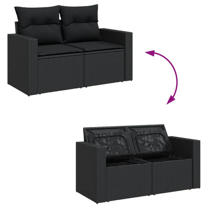 Set Divani da Giardino 10pz con Cuscini in Polyrattan Nero | homemem39