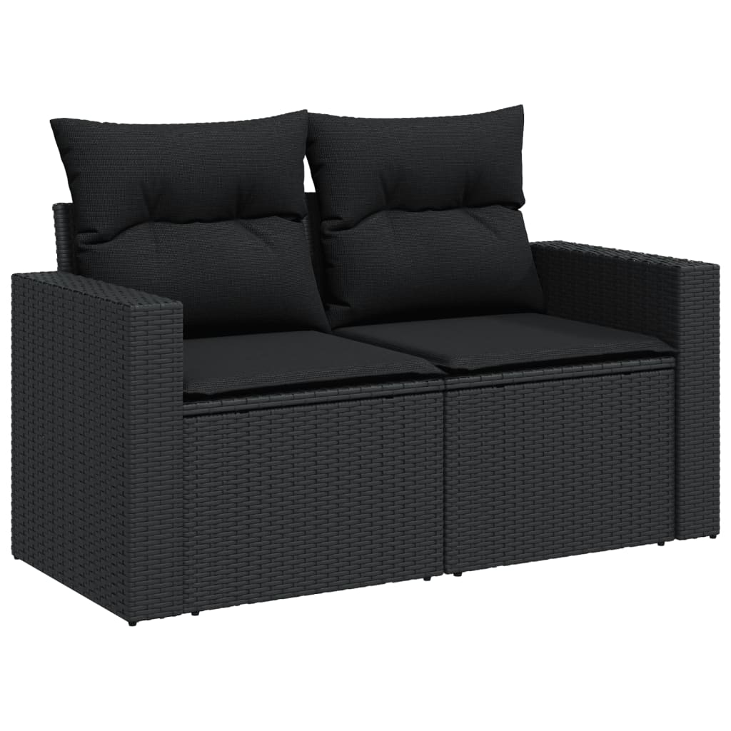 Set Divani da Giardino 11 pz con Cuscini in Polyrattan Nero | homemem39