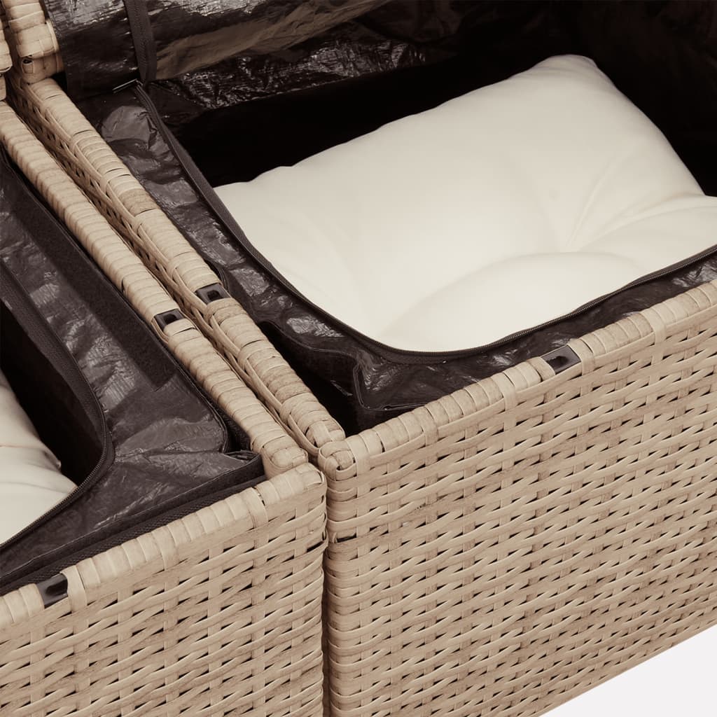 Set Divani da Giardino 11 pz con Cuscini Beige in Polyrattan | homemem39