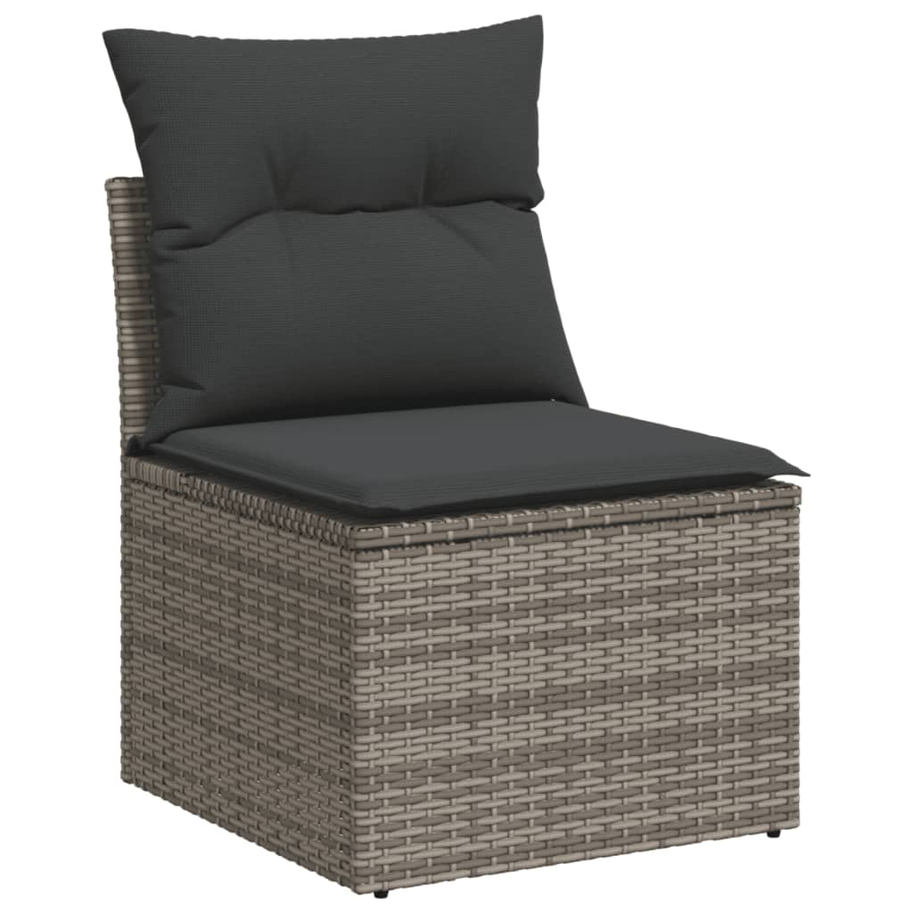 Set Divano da Giardino 10 pz con Cuscini Grigio in Polyrattan | homemem39