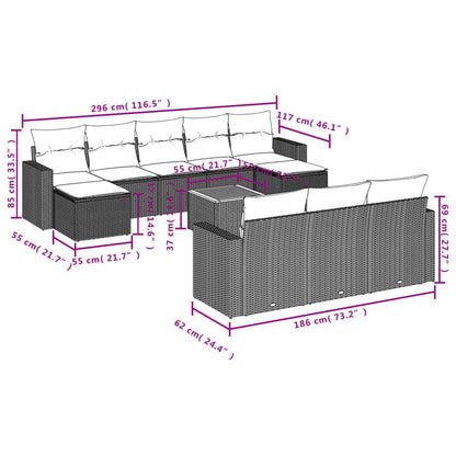 Set Divani da Giardino 11 pz con Cuscini in Polyrattan Grigio | homemem39