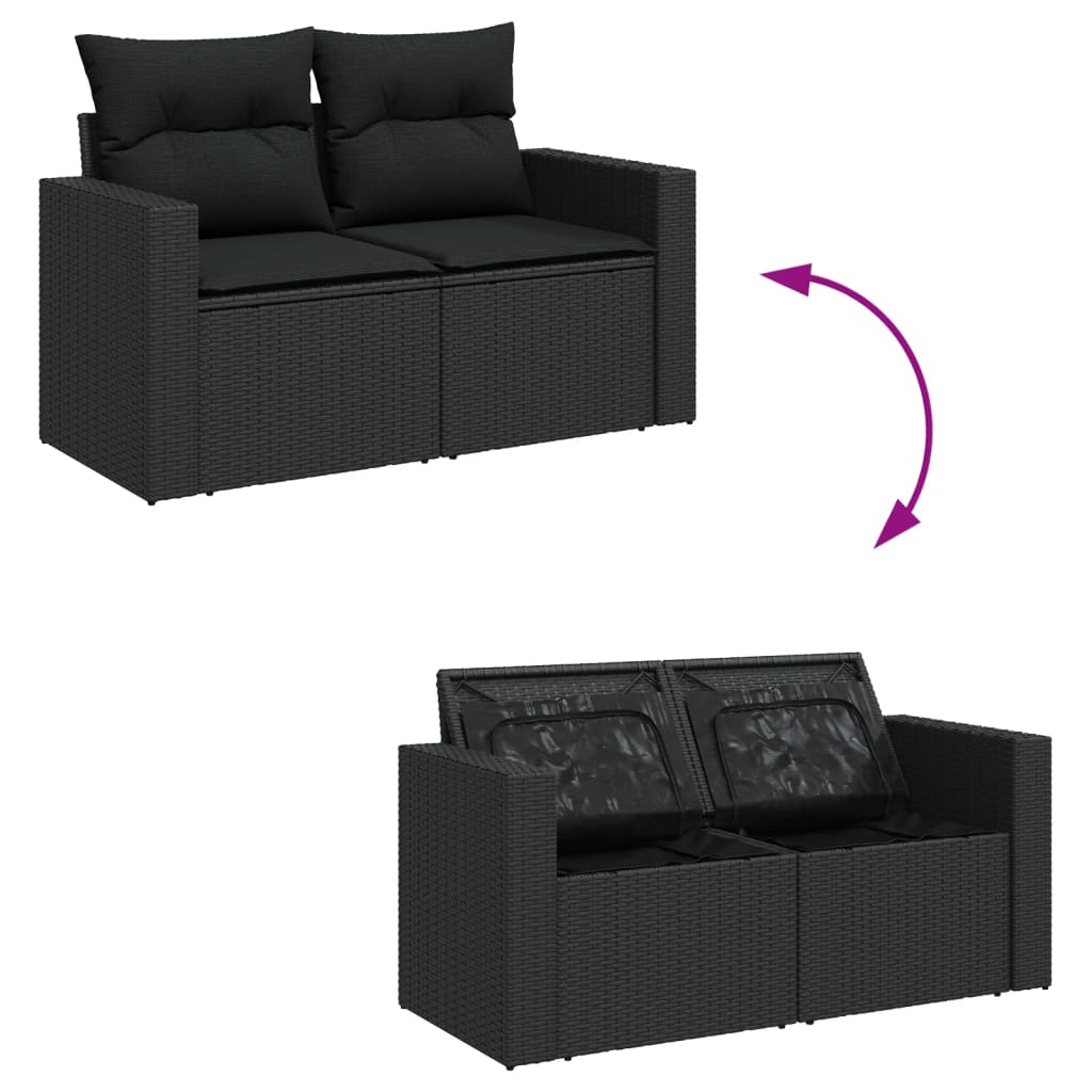Set Divani da Giardino 12 pz con Cuscini Nero in Polyrattan - homemem39