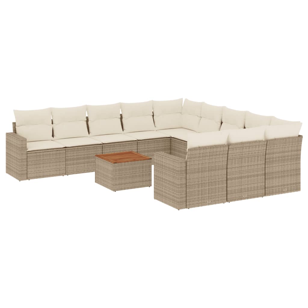 Set Divani da Giardino 12 pz con Cuscini Beige in Polyrattan | homemem39
