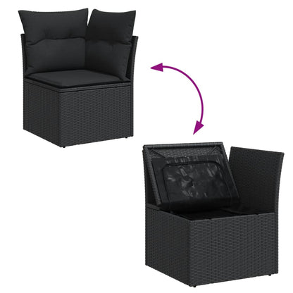 Set Divani da Giardino 13pz con Cuscini Nero in Polyrattan | homemem39