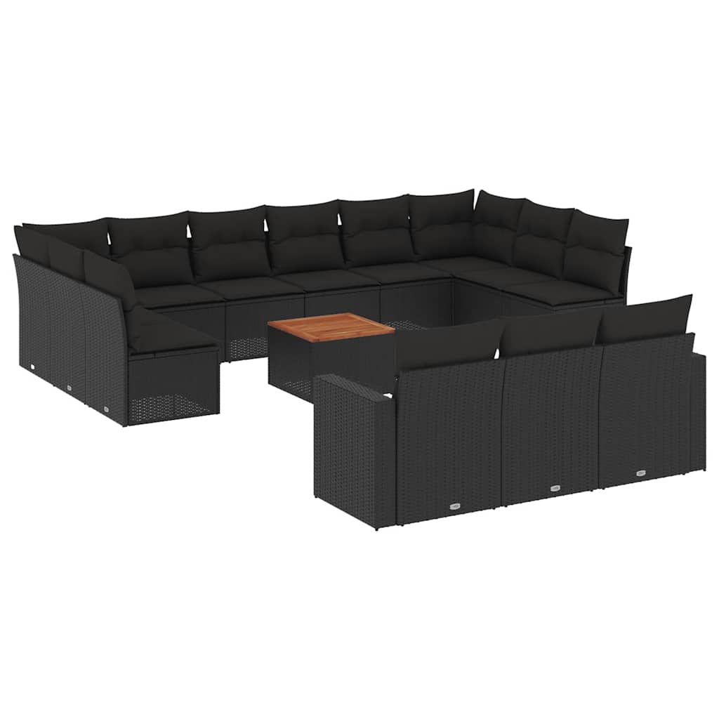 Set Divani da Giardino 14pz con Cuscini in Polyrattan