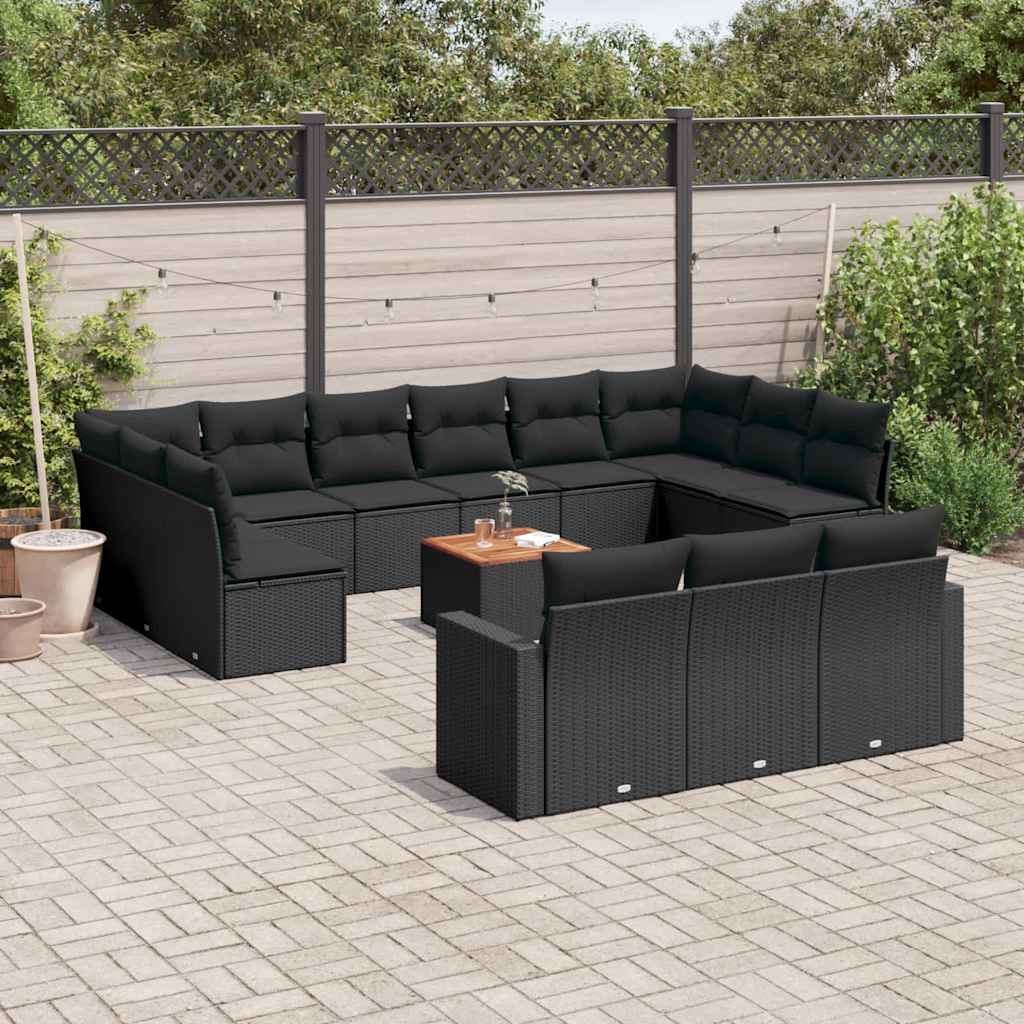 Set Divani da Giardino 14pz con Cuscini in Polyrattan