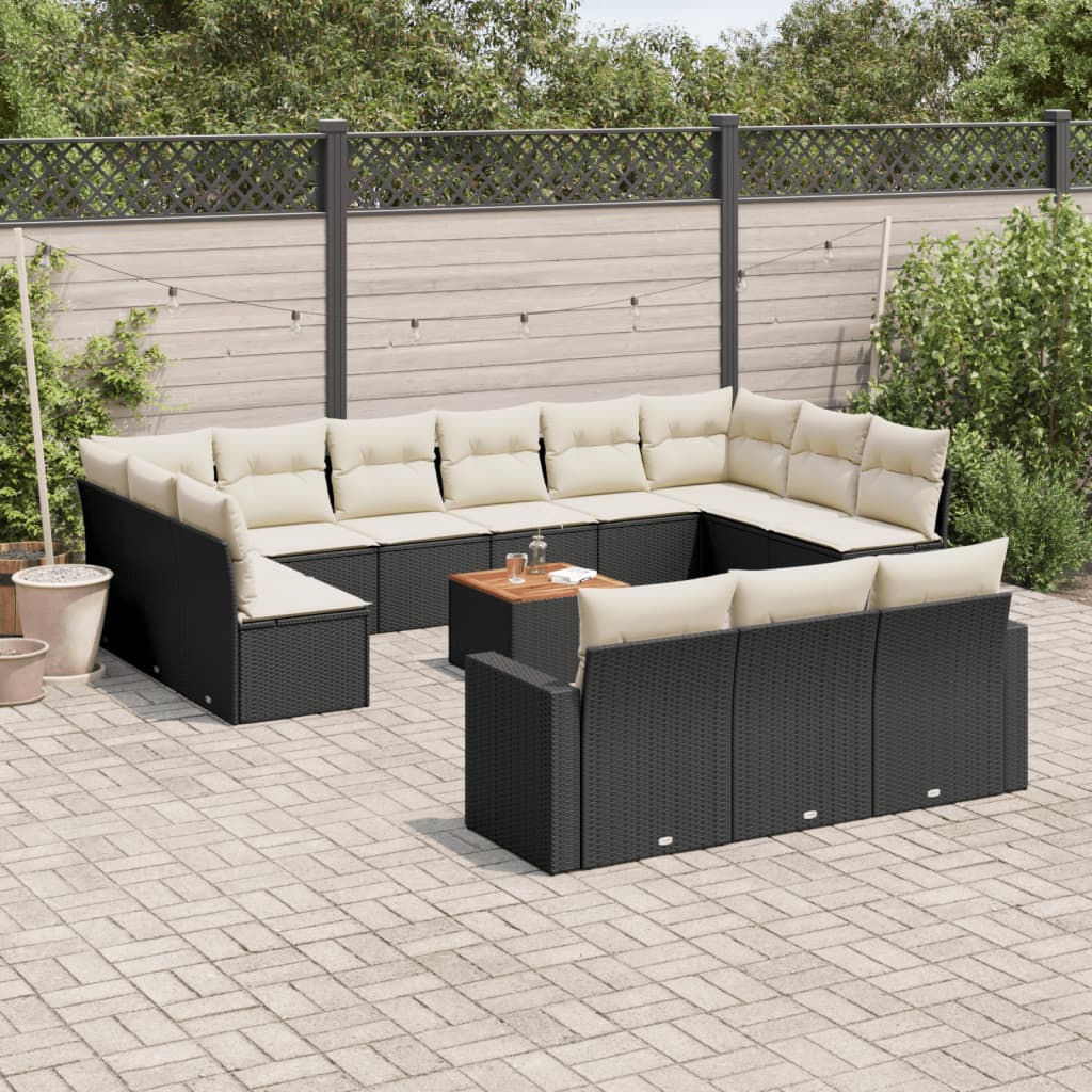 Set Divani da Giardino 14pz con Cuscini in Polyrattan