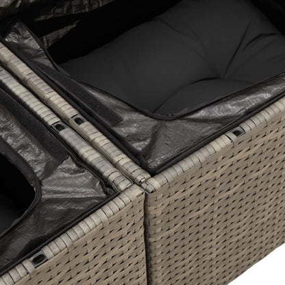Set Divani da Giardino 14pz con Cuscini in Polyrattan Grigio - homemem39
