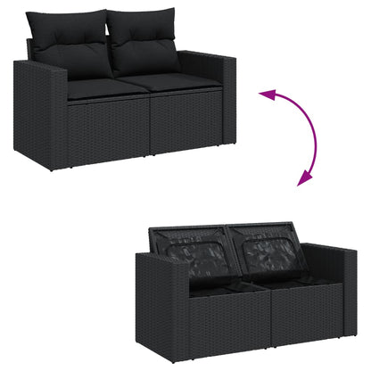 Set Divani da Giardino 13pz con Cuscini Nero in Polyrattan | homemem39