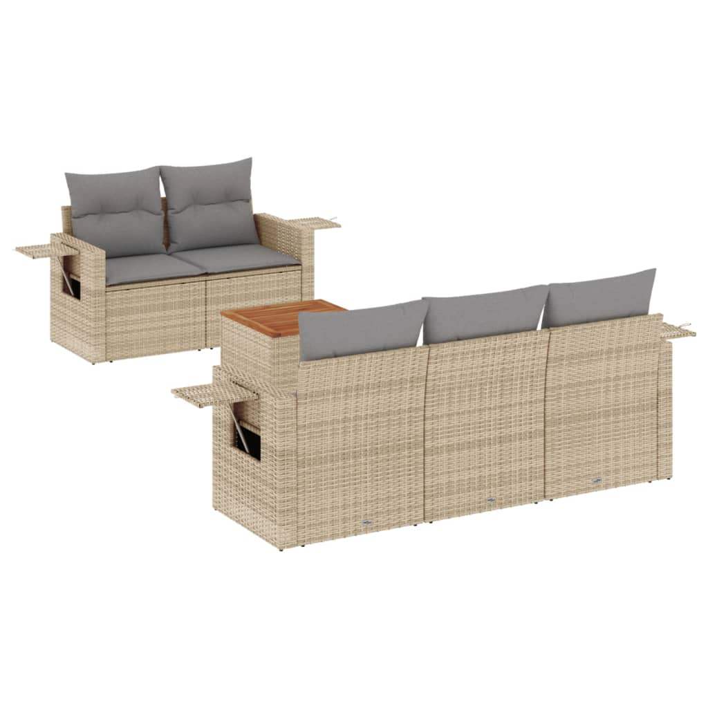 Set Divano da Giardino 6 pz con Cuscini Beige Misto Polyrattan - homemem39
