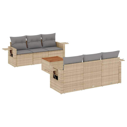Set Divano da Giardino 7 pz con Cuscini Beige Misto Polyrattan - homemem39