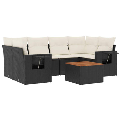 Set Divani da Giardino con Cuscini 7pz Nero Polyrattan - homemem39