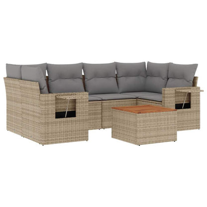 Set Divano da Giardino 7 pz con Cuscini Beige Misto Polyrattan - homemem39