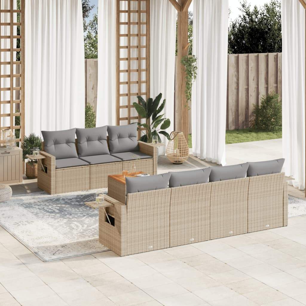 Set Divano da Giardino 8 pz con Cuscini Beige Misto Polyrattan - homemem39
