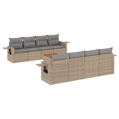 Set Divano da Giardino 9 pz con Cuscini Beige Misto Polyrattan - homemem39