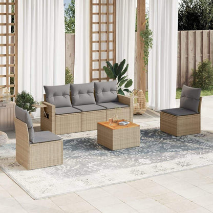Set Divano da Giardino 6 pz con Cuscini Beige Misto Polyrattan - homemem39