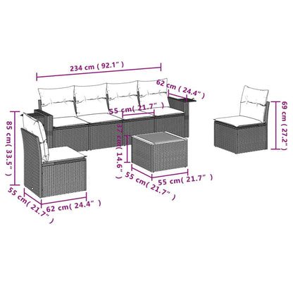 Set Divani da Giardino con Cuscini 7pz Nero Polyrattan - homemem39