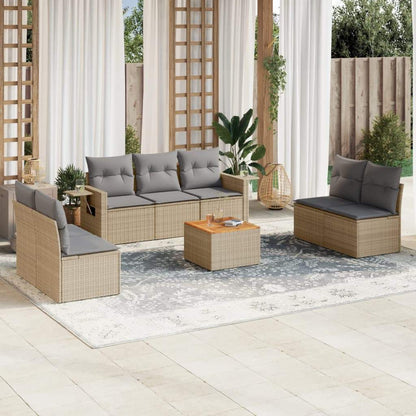 Set Divano da Giardino 8 pz con Cuscini Beige Misto Polyrattan - homemem39