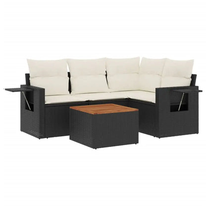 Set Divani da Giardino 5 pz con Cuscini in Polyrattan Nero - homemem39