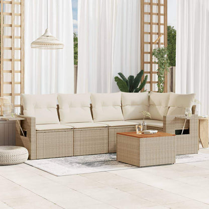 Set Divano da Giardino 6 pz con Cuscini Beige in Polyrattan - homemem39