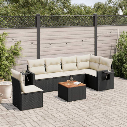 Set Divani da Giardino con Cuscini 7pz Nero Polyrattan - homemem39