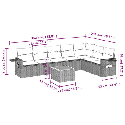 Set Divani da Giardino con Cuscini 8 pz Nero in Polyrattan | homemem39