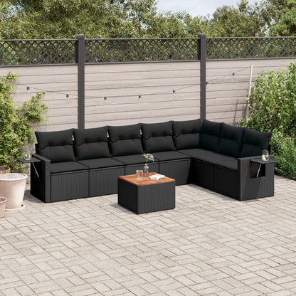 Set Divani da Giardino con Cuscini 8 pz Nero in Polyrattan | homemem39