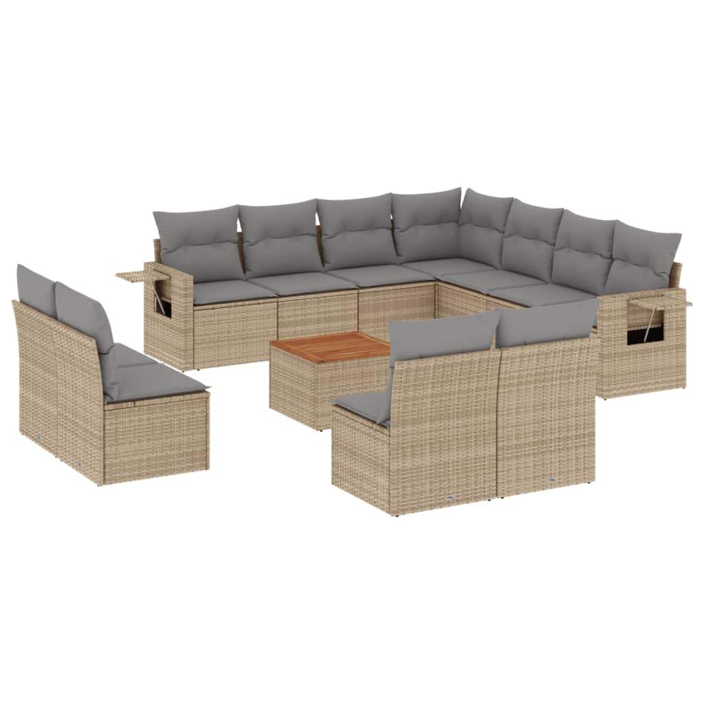 Set Divano da Giardino 12 pz con Cuscini Beige Misto Polyrattan - homemem39