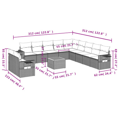 Set Divani da Giardino 12 pz con Cuscini Nero in Polyrattan | homemem39