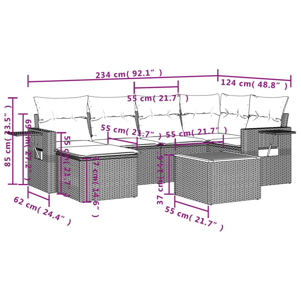 Set Divano da Giardino 7 pz con Cuscini Beige Misto Polyrattan - homemem39