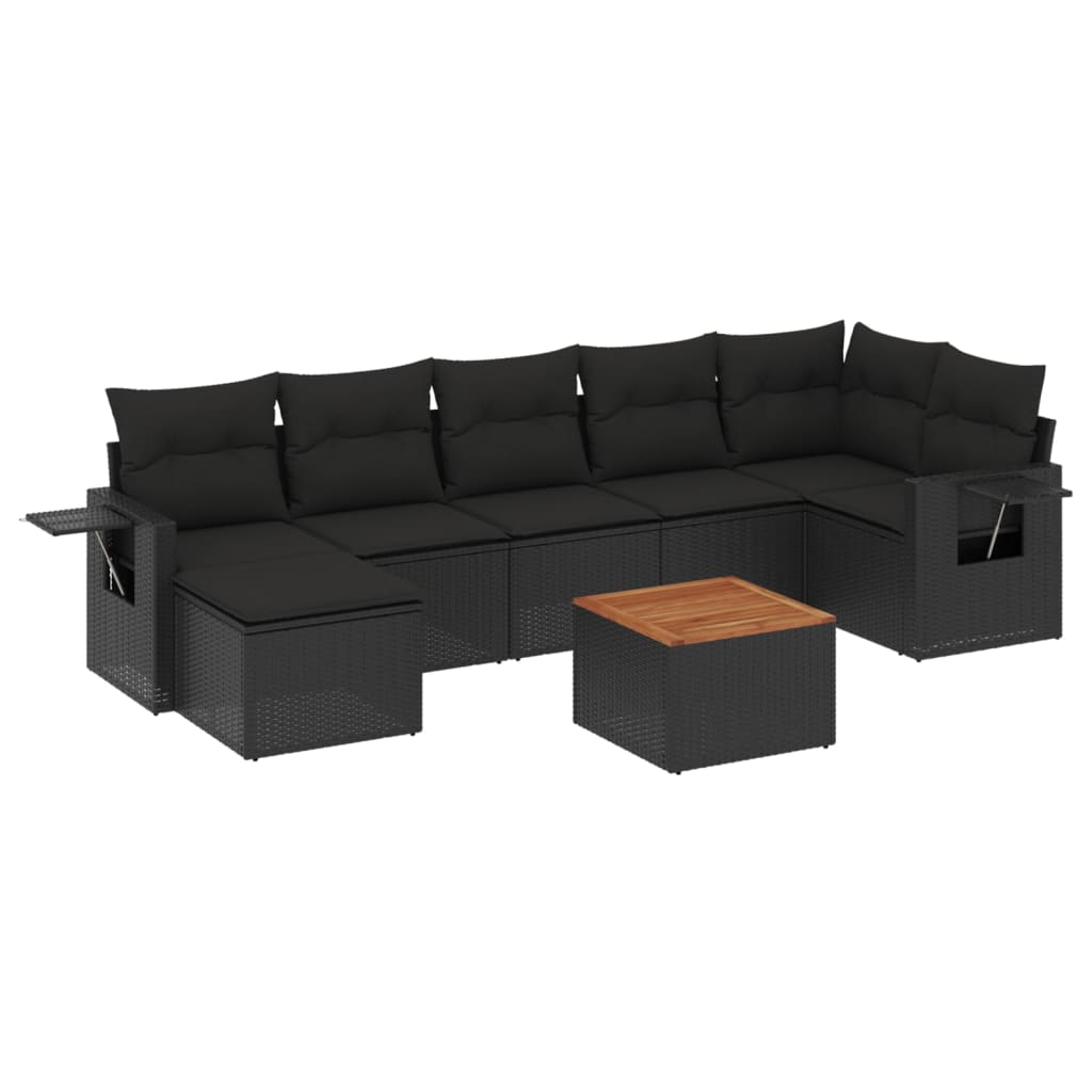 Set Divani da Giardino con Cuscini 8 pz Nero in Polyrattan | homemem39