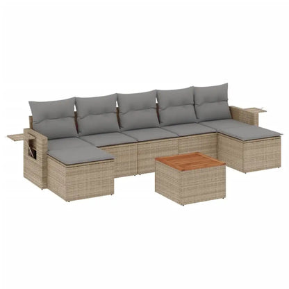 Set Divano da Giardino 8 pz con Cuscini Beige Misto Polyrattan - homemem39