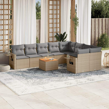 Set Divano da Giardino 10 pz con Cuscini Beige Misto Polyrattan - homemem39