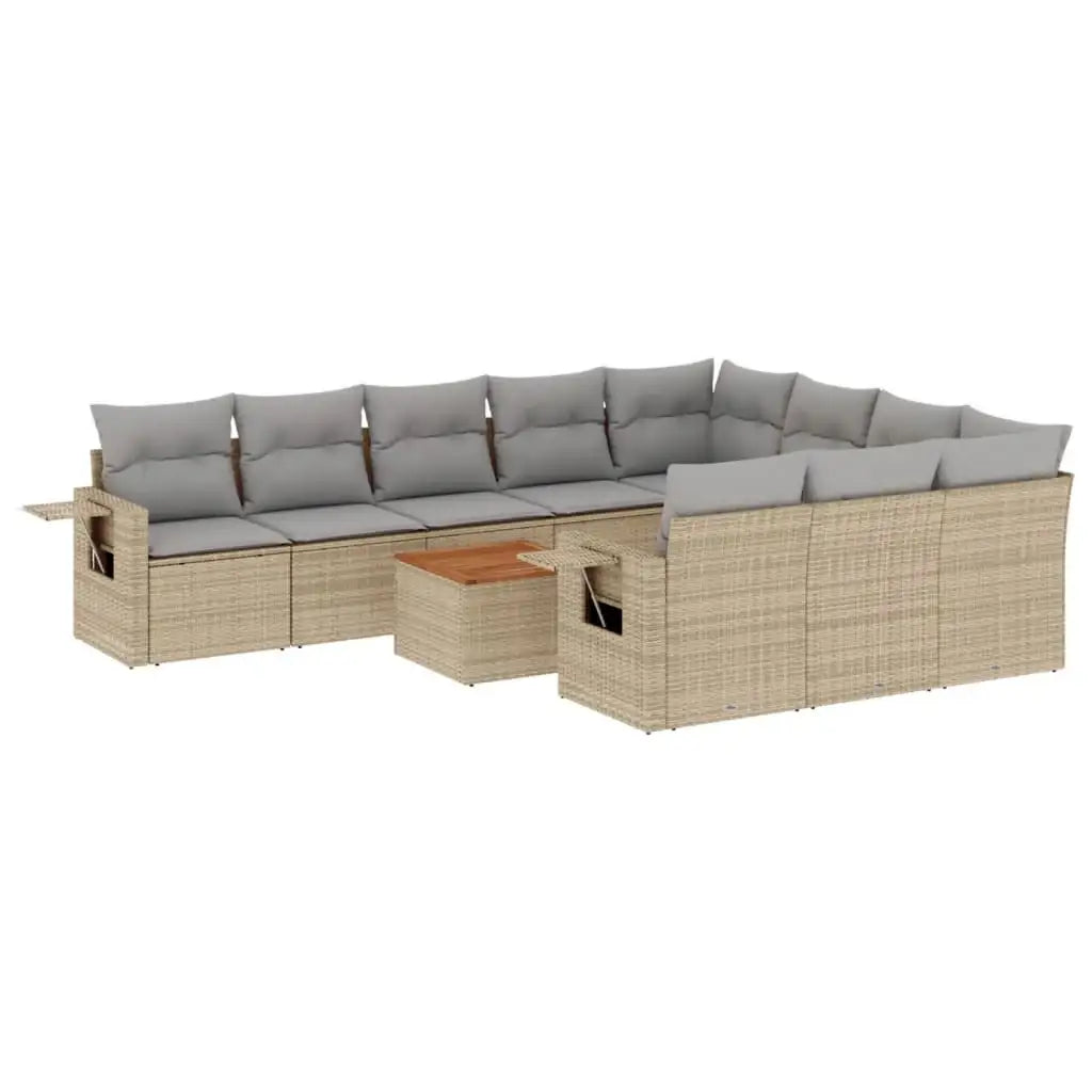 Set Divano da Giardino 11 pz con Cuscini Beige Misto Polyrattan - homemem39