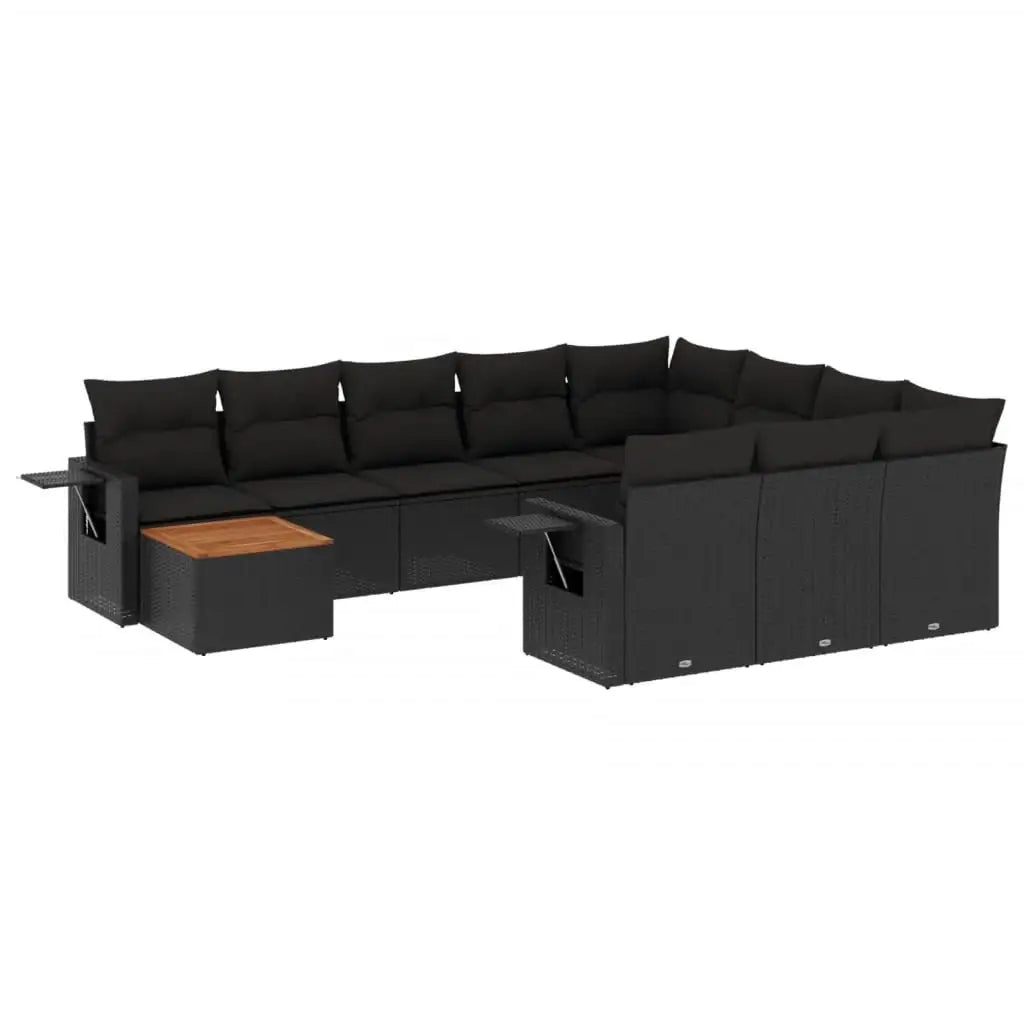 Set Divani da Giardino 11 pz con Cuscini in Polyrattan Nero - homemem39