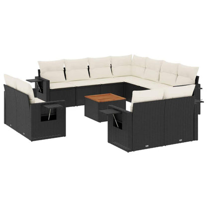 Set Divani da Giardino 12 pz con Cuscini Nero in Polyrattan - homemem39