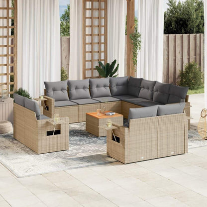Set Divano da Giardino 12 pz con Cuscini Beige Misto Polyrattan - homemem39