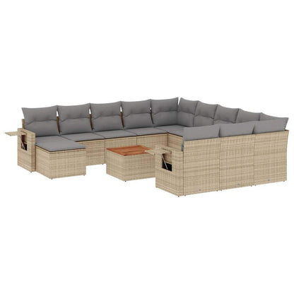 Set Divano da Giardino 13 pz con Cuscini Beige Misto Polyrattan - homemem39