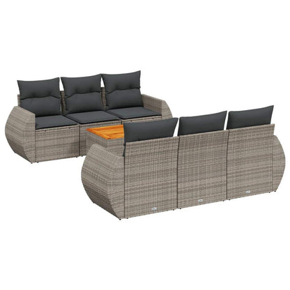 Set Divani da Giardino 7 pz con Cuscini Grigio in Polyrattan - homemem39