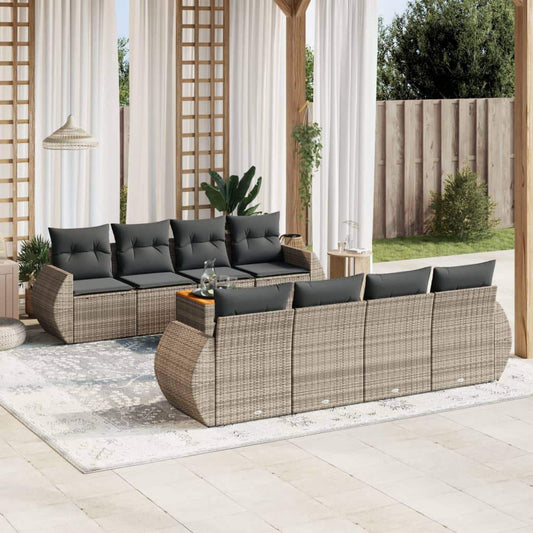 Set Divano da Giardino 9 pz con Cuscini Grigio in Polyrattan - homemem39