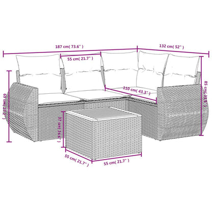 Set Divani da Giardino 5 pz con Cuscini in Polyrattan Nero - homemem39