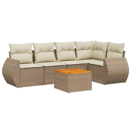Set Divano da Giardino 6 pz con Cuscini Beige in Polyrattan - homemem39