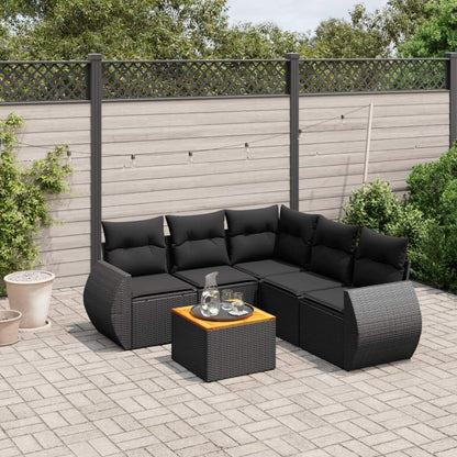 Set Divano da Giardino 6 pz con Cuscini Nero in Polyrattan - homemem39